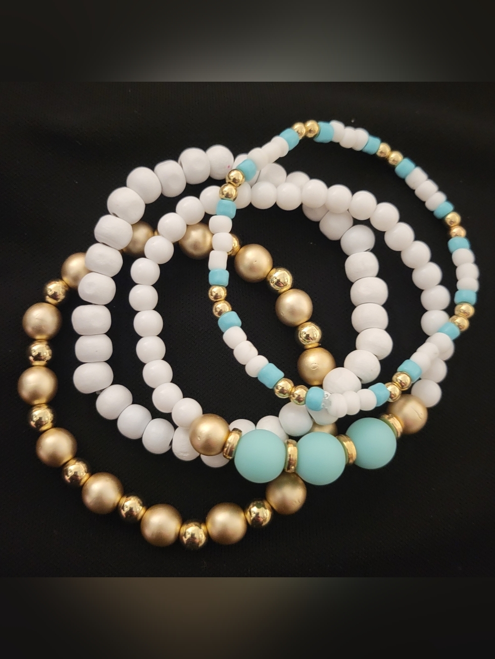 Hand Crafted Stretch Beaded Bracelet Set of 
4